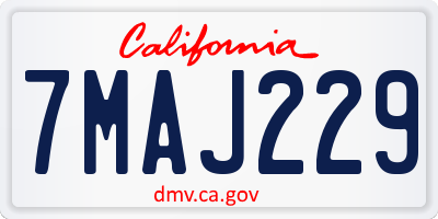 CA license plate 7MAJ229