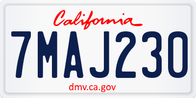 CA license plate 7MAJ230