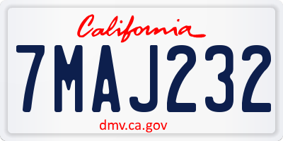 CA license plate 7MAJ232