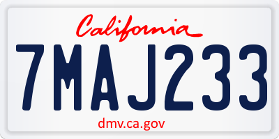 CA license plate 7MAJ233