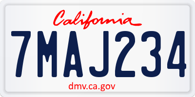 CA license plate 7MAJ234