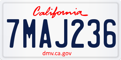 CA license plate 7MAJ236