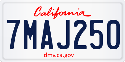 CA license plate 7MAJ250
