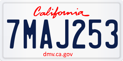 CA license plate 7MAJ253