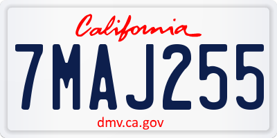 CA license plate 7MAJ255