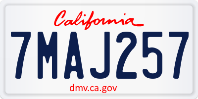 CA license plate 7MAJ257