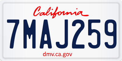 CA license plate 7MAJ259