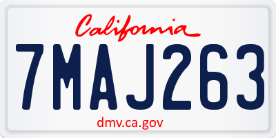 CA license plate 7MAJ263