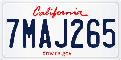 CA license plate 7MAJ265