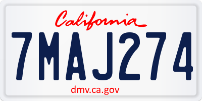 CA license plate 7MAJ274