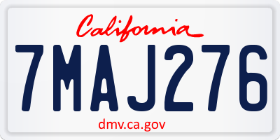 CA license plate 7MAJ276