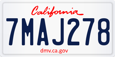 CA license plate 7MAJ278