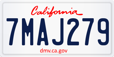 CA license plate 7MAJ279