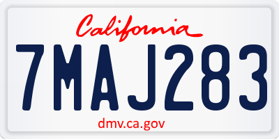 CA license plate 7MAJ283