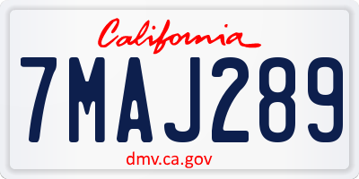 CA license plate 7MAJ289