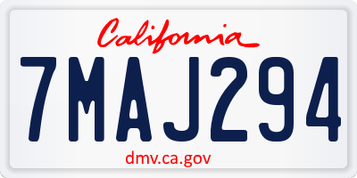 CA license plate 7MAJ294