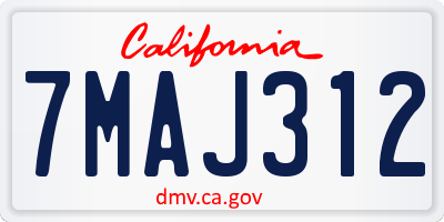CA license plate 7MAJ312