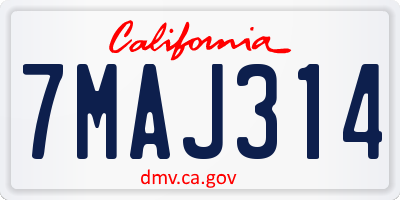 CA license plate 7MAJ314