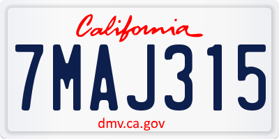 CA license plate 7MAJ315