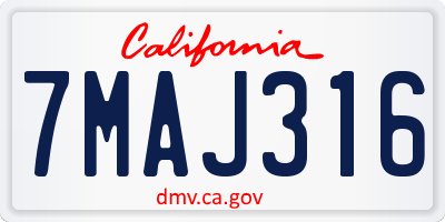 CA license plate 7MAJ316