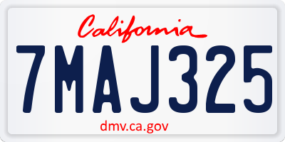 CA license plate 7MAJ325