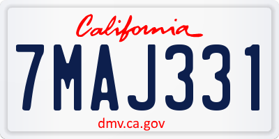 CA license plate 7MAJ331