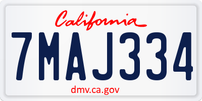 CA license plate 7MAJ334