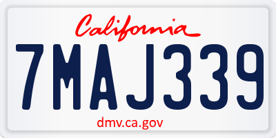 CA license plate 7MAJ339
