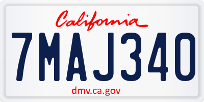 CA license plate 7MAJ340