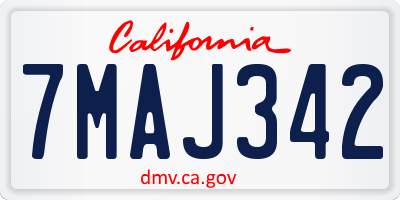 CA license plate 7MAJ342