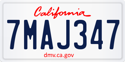 CA license plate 7MAJ347