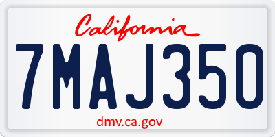 CA license plate 7MAJ350