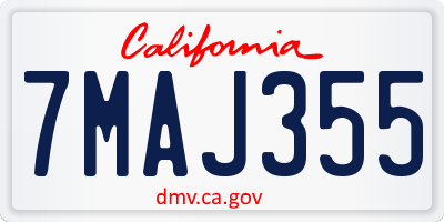 CA license plate 7MAJ355