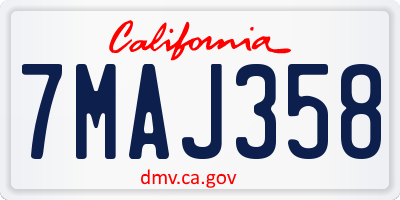 CA license plate 7MAJ358