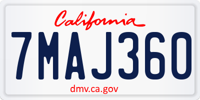 CA license plate 7MAJ360