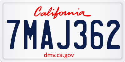 CA license plate 7MAJ362