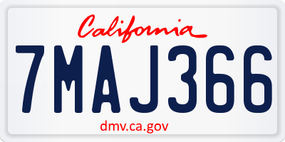 CA license plate 7MAJ366
