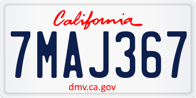 CA license plate 7MAJ367