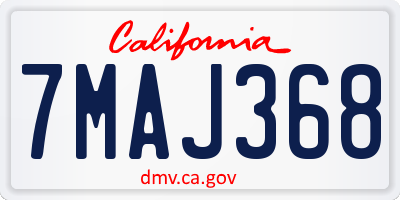 CA license plate 7MAJ368