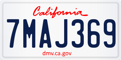 CA license plate 7MAJ369