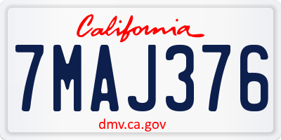CA license plate 7MAJ376