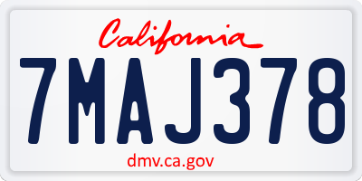 CA license plate 7MAJ378