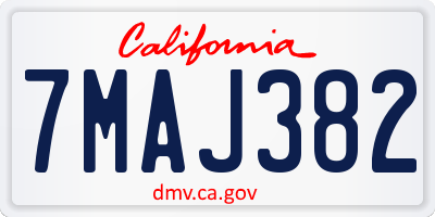 CA license plate 7MAJ382