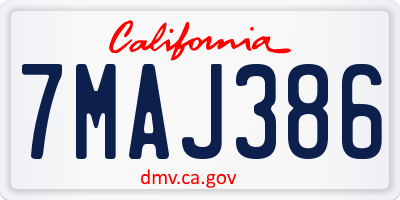 CA license plate 7MAJ386