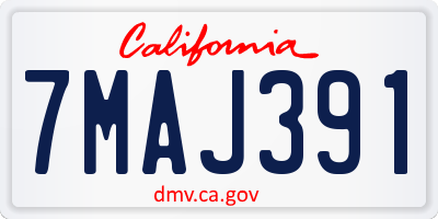 CA license plate 7MAJ391