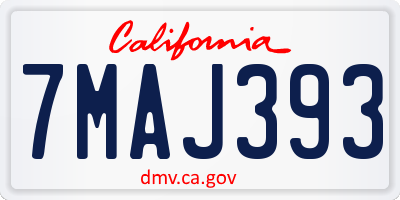 CA license plate 7MAJ393
