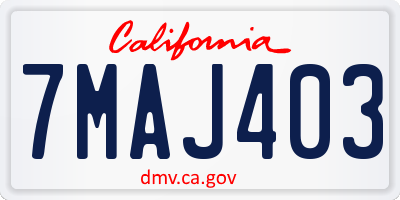 CA license plate 7MAJ403