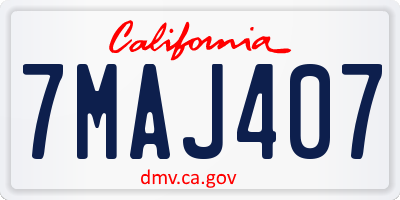 CA license plate 7MAJ407