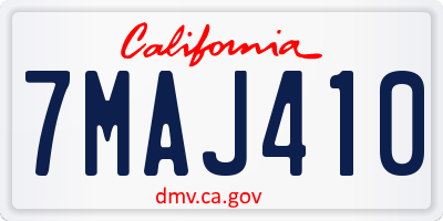CA license plate 7MAJ410