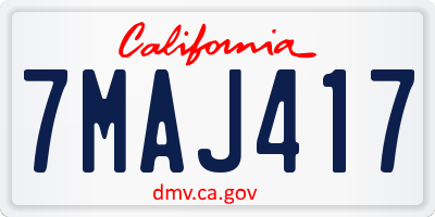 CA license plate 7MAJ417